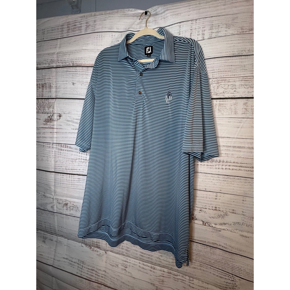 FootJoy Mens XXL Lake Hickory Country Club Striped Golf Polo Blue Navy 25563